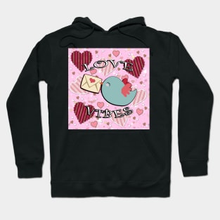 Valentines & Love Gifts: Birdies, Heart Design Pink Gold & Red Hearts Love Cute Vintage Valentine Card Graphic Design Gifts Hoodie